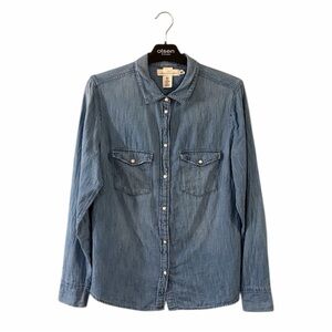 ⭐️ H&M ($60) Cotton Denim Snap Button Top - PTP 20